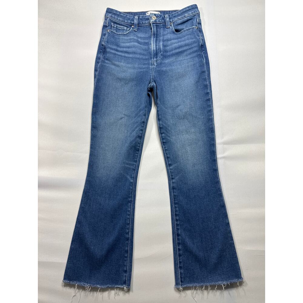 Paige Women's Claudine Mid Rise Ankle Flare Blue Denim Jeans - 28 (27x26.5)